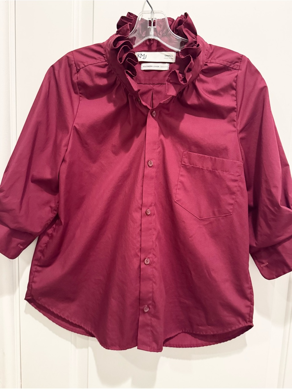 KMJ Kate McHale Jensen Maroon Southern Lover Shirt Small